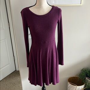 Lulu's Red Fit and Flare Long Sleeve Dress